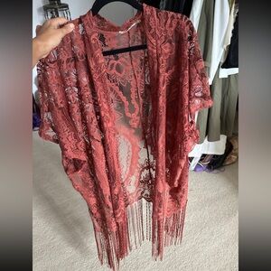 Lace fringe style beach cover up
